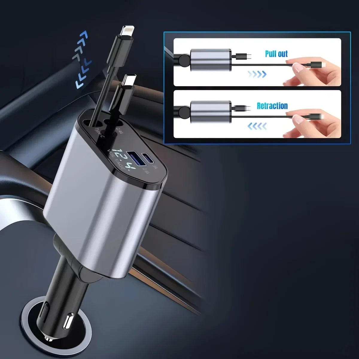 4 in 1 Car Charger Adapter