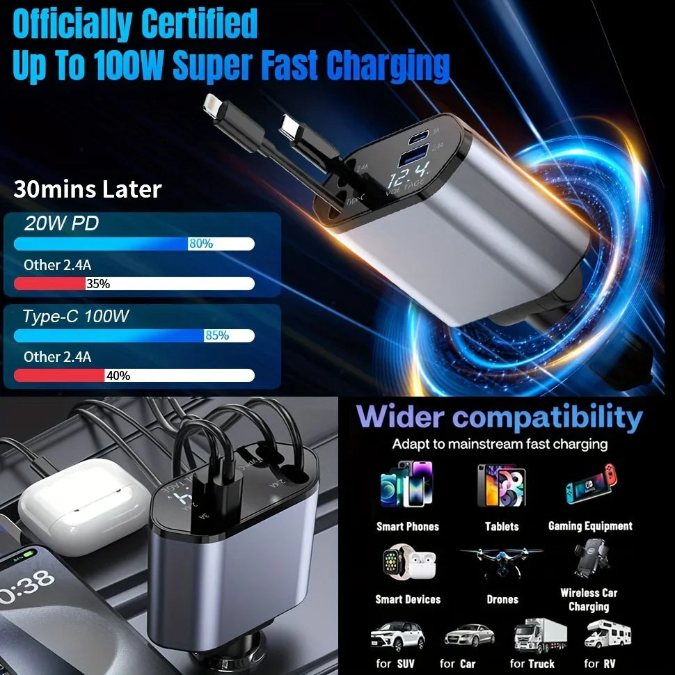 4 in 1 Car Charger Adapter